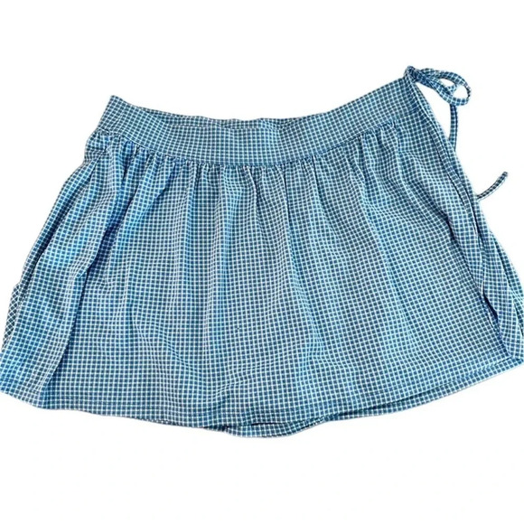 Madewell Women's Flex Wrap Skort in Gingham Ornamental Blue Size 1X NWT - Picture 1 of 9